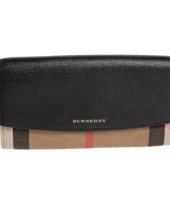 Replica Burberry Wallet House Check Canvas Leather Flap Continental