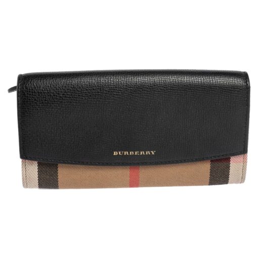 Replica Burberry Wallet House Check Canvas Leather Flap Continental