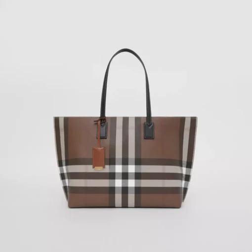 Replica Burberry Tote Check and Leather Medium Bag AAAA
