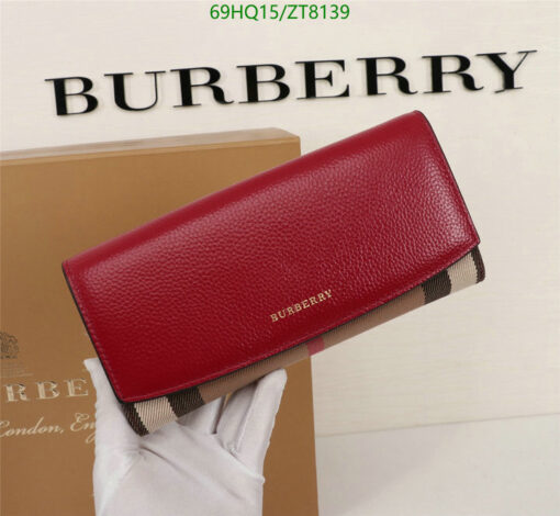 Replica Burberry Wallet House Check Canvas Leather Flap Continental