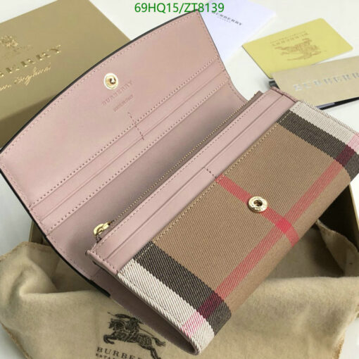 Replica Burberry Wallet House Check Canvas Leather Flap Continental