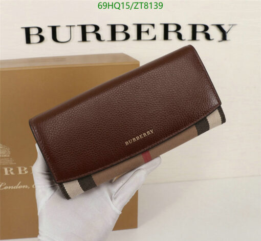 Replica Burberry Wallet House Check Canvas Leather Flap Continental