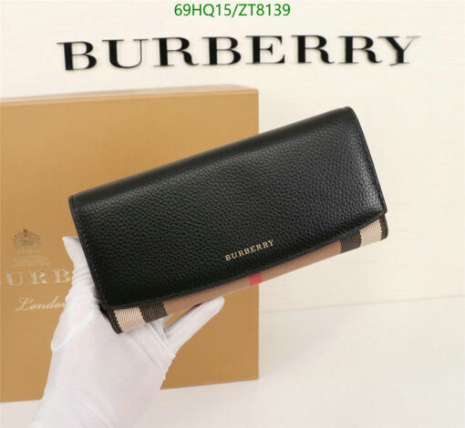 Replica Burberry Wallet House Check Canvas Leather Flap Continental