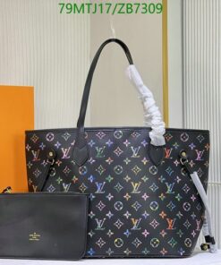 Louis Vuitton Replica Neverfull Tote Monogram Canvas Bag AAAA black