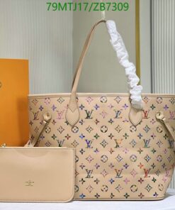 Louis Vuitton Replica Neverfull Tote Monogram Canvas Bag AAAA beige
