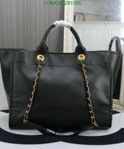 Replica Chanel Deauville Bag With Colored Logo AAAA black