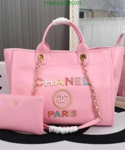 Replica Chanel Deauville Bag With Colored Logo AAAA pink