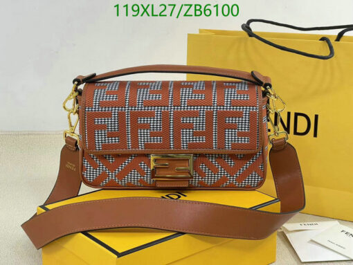 FENDI Replica Baguette FF Embroidered Shoulder Bag AAAA
