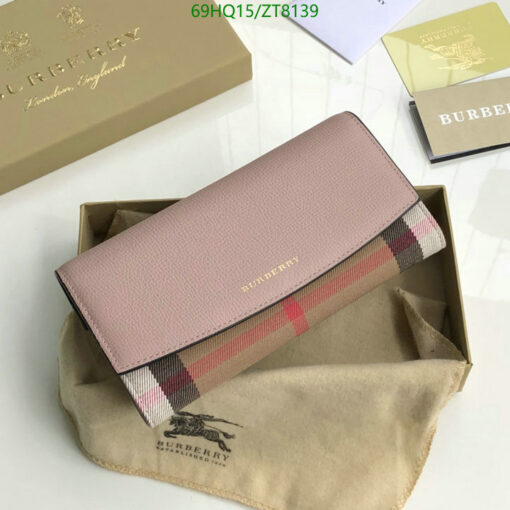 Replica Burberry Wallet House Check Canvas Leather Flap Continental