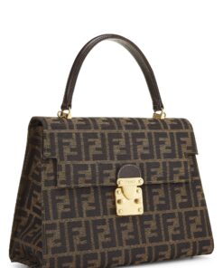 Luxury FENDI BROWN Replica ZUCCA CANVAS CONVERTIBLE TOP HANDLE LARGE AAAA+