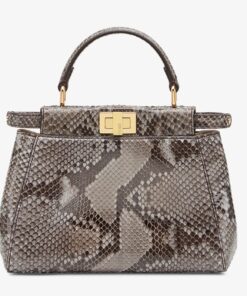 Luxury Fendi Peekaboo Large Gray python bag AAAA+