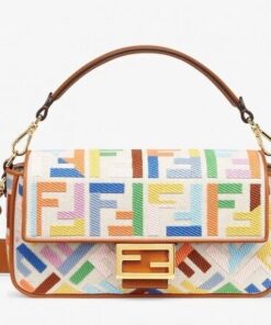 Designed Fendi Baguette Medium Bag In Multicolour Canvas AAAA+fba26temu (2)