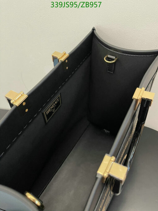 Fendi x Versace Fendace Convertible Sunshine Shopper Tote Printed Leather  Medium Black 208648323
