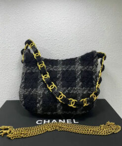 Replica Chanel Tweed Hobo Handbag AS3562 Grey Black