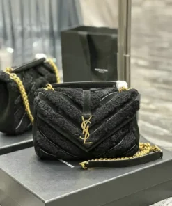 Saint Laurent Medium College shoulder bag in shearling Mirror 1:1 