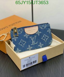 Louis Vuitton monogram denim key pouch blue mirror quality 1:1